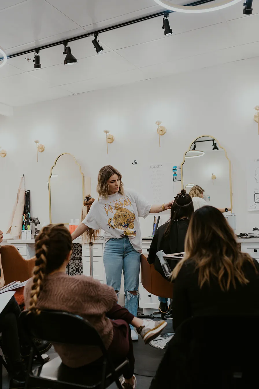 Siera demonstrating extension placement on a live model